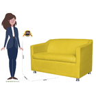 Namoradeira Decorativa Tilla Pés Cromados Suede Amarelo - Ds