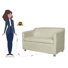 Namoradeira Decorativa Tilla Pés Cromados Suede Bege - Ds Est