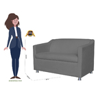 Namoradeira Decorativa Tilla Pés Cromados Suede Cinza - Ds Es