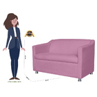 Namoradeira Decorativa Tilla Pés Cromados Suede Rosa - Ds Est