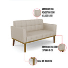 Namoradeira E 2 Poltronas Base Madeira Castanho Elisa Veludo