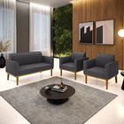 Namoradeira E 2 Poltronas Base Madeira Castanho Marisa Bouclê