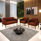 Namoradeira E 2 Poltronas Base Madeira Castanho Marisa Bouclê