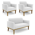 Namoradeira E 2 Poltronas Base Madeira Castanho Marisa Bouclê