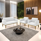 Namoradeira E 2 Poltronas Base Madeira Castanho Marisa Bouclê