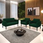 Namoradeira E 2 Poltronas Base Madeira Preto Marisa Bouclê D0