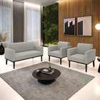 Namoradeira E 2 Poltronas Base Madeira Preto Marisa Bouclê D0