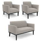 Namoradeira E 2 Poltronas Base Madeira Preto Marisa Bouclê D0