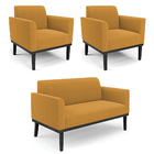 Namoradeira E 2 Poltronas Base Madeira Preto Marisa Bouclê D0