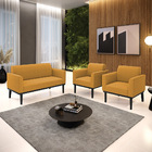 Namoradeira E 2 Poltronas Base Madeira Preto Marisa Bouclê Mo