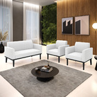 Namoradeira E 2 Poltronas Base Madeira Preto Marisa Bouclê Of