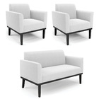 Namoradeira E 2 Poltronas Base Madeira Preto Marisa Bouclê Of