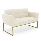 Namoradeira E 2 Poltronas Elisa Industrial Dourado Veludo D03