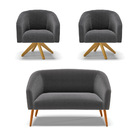 Namoradeira E 2 Poltronas Giratória Ma30 Stella Bouclê D03 -