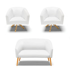 Namoradeira E 2 Poltronas Giratória Ma30 Stella Sintético D03