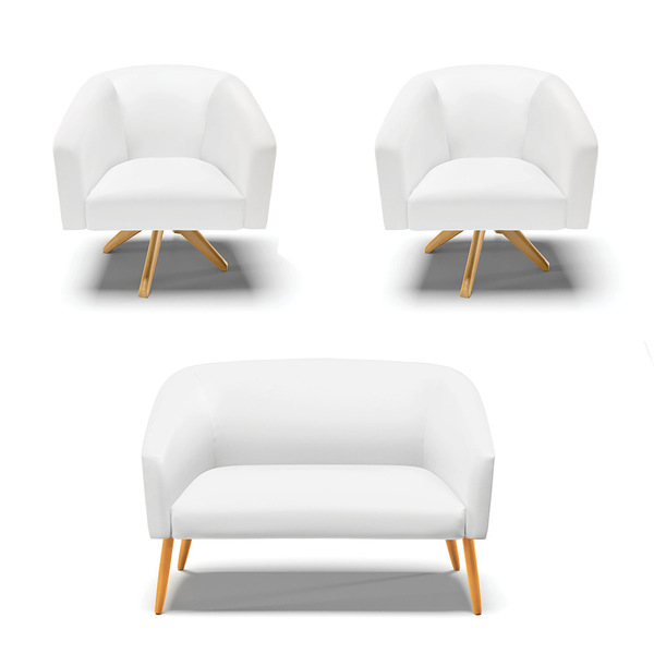 Namoradeira E 2 Poltronas Giratória Ma30 Stella Sintético D03