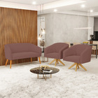 Namoradeira E 2 Poltronas Giratória Ma30 Stella Veludo D03 -