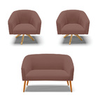 Namoradeira E 2 Poltronas Giratória Ma30 Stella Veludo D03 -