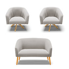 Namoradeira E 2 Poltronas Giratória Ma30 Stella Veludo D03 -