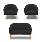 Namoradeira E 2 Poltronas Giratória Ma30 Stella Veludo Preto