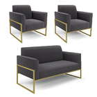 Namoradeira E 2 Poltronas Industrial Alta Dourado Marisa Bouc