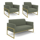 Namoradeira E 2 Poltronas Industrial Alta Dourado Marisa Bouc