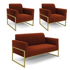 Namoradeira E 2 Poltronas Industrial Alta Dourado Marisa Bouc