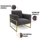 Namoradeira E 2 Poltronas Industrial Alta Dourado Marisa Bouc