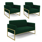 Namoradeira E 2 Poltronas Industrial Alta Dourado Marisa Bouc