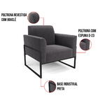 Namoradeira E 2 Poltronas Industrial Alta Preto Marisa Bouclê