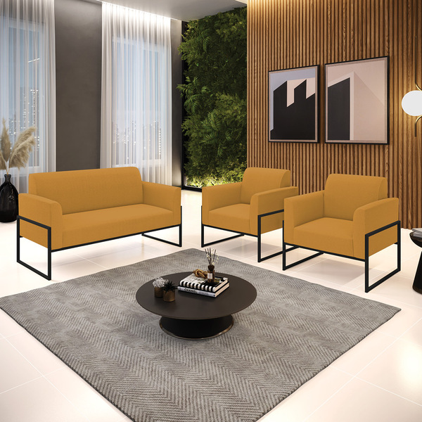 Namoradeira E 2 Poltronas Industrial Alta Preto Marisa Bouclê