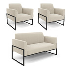 Namoradeira E 2 Poltronas Industrial Alta Preto Marisa Bouclê