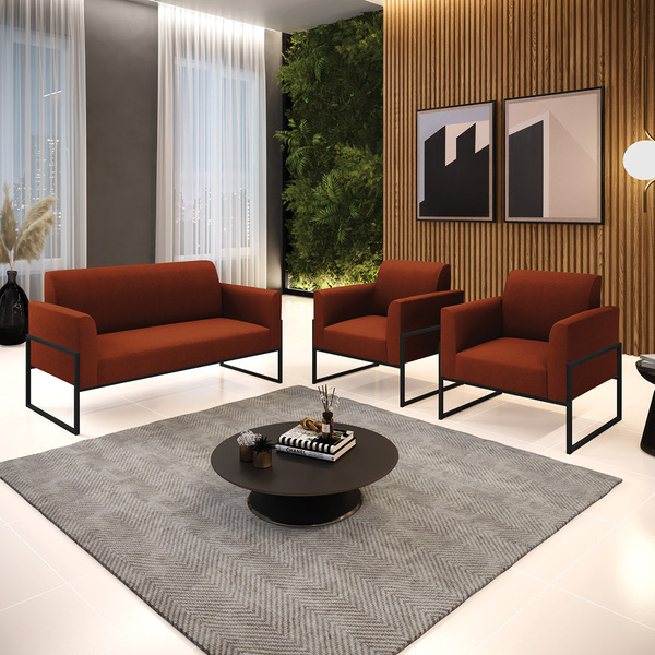 Namoradeira E 2 Poltronas Industrial Alta Preto Marisa Bouclê