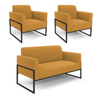 Namoradeira E 2 Poltronas Industrial Alta Preto Marisa Bouclê