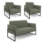 Namoradeira E 2 Poltronas Industrial Alta Preto Marisa Bouclê