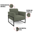 Namoradeira E 2 Poltronas Industrial Alta Preto Marisa Bouclê