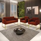 Namoradeira E 2 Poltronas Industrial Dourado Elisa Bouclê Ter