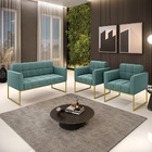 Namoradeira E 2 Poltronas Industrial Dourado Elisa Bouclê Ver