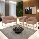 Namoradeira E 2 Poltronas Industrial Dourado Marisa Bouclê D0