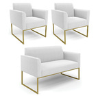 Namoradeira E 2 Poltronas Industrial Dourado Marisa Bouclê D0