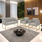 Namoradeira E 2 Poltronas Industrial Dourado Marisa Bouclê D0