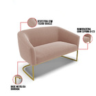 Namoradeira E 2 Poltronas Industrial Dourado Stella Bouclê Ro