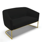 Namoradeira E 2 Poltronas Industrial Dourado Stella Linho D03