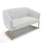 Namoradeira E 2 Poltronas Industrial Dourado Stella Linho D03