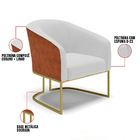 Namoradeira E 2 Poltronas Industrial Dourado Stella Noz/linho