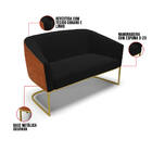 Namoradeira E 2 Poltronas Industrial Dourado Stella Noz/linho