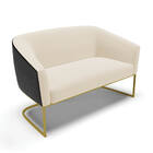 Namoradeira E 2 Poltronas Industrial Dourado Stella Pto/linho