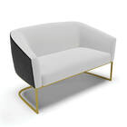 Namoradeira E 2 Poltronas Industrial Dourado Stella Pto/linho