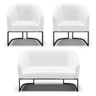 Namoradeira E 2 Poltronas Industrial Dourado Stella Sintético