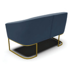Namoradeira E 2 Poltronas Industrial Dourado Stella Suede Azu